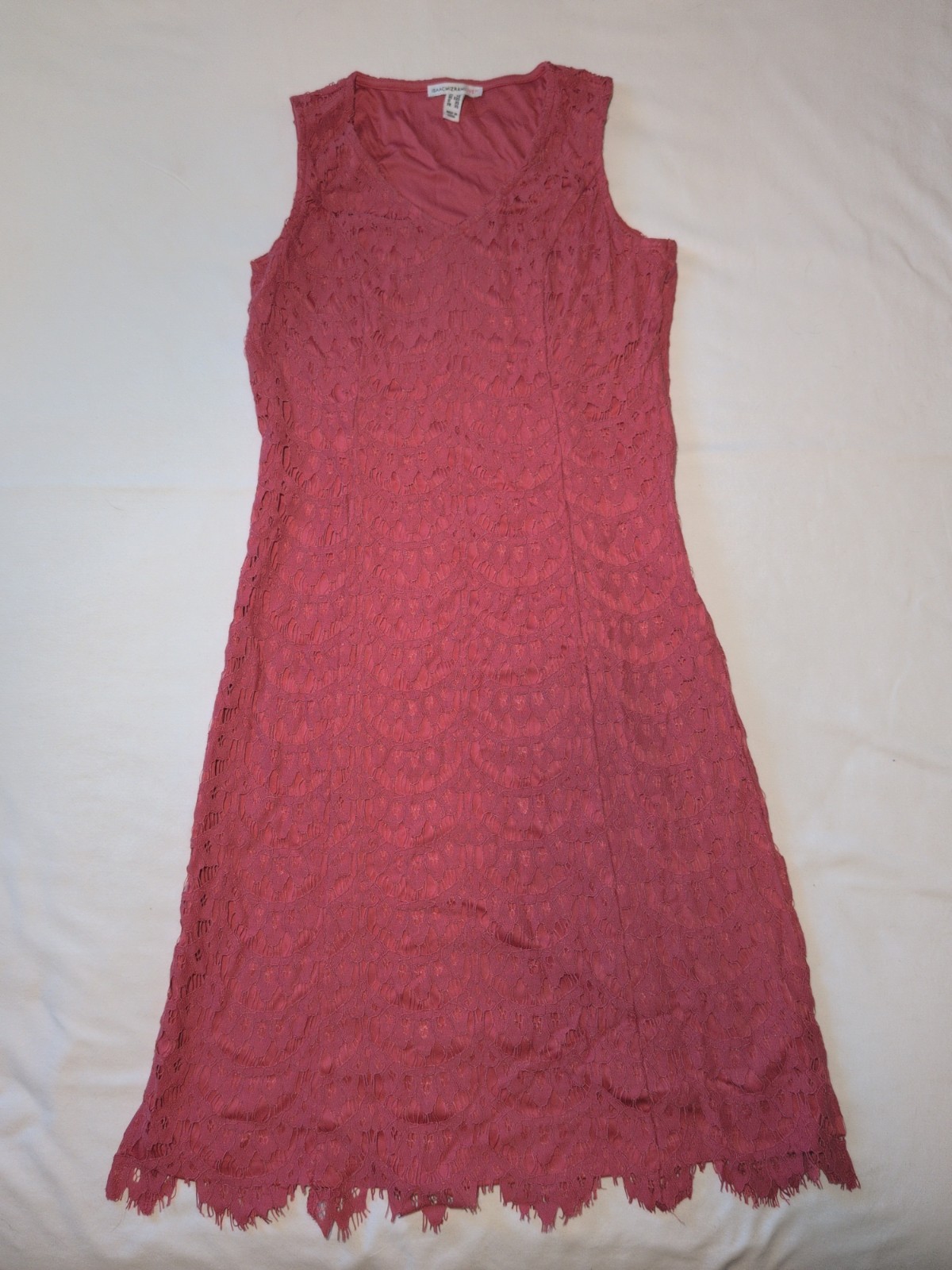 Isaac Mizrahi Live! Regular Scallop Lace Knee Length Dress Desert Rose XXS