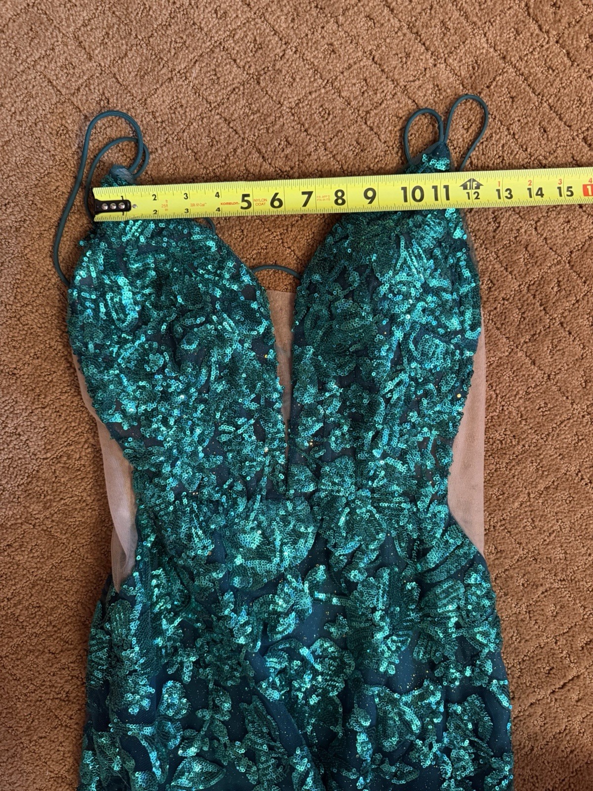 Morilee Green Sequin Open Back Fitted Mermaid Prom Dress Size 8 RETAIL $600