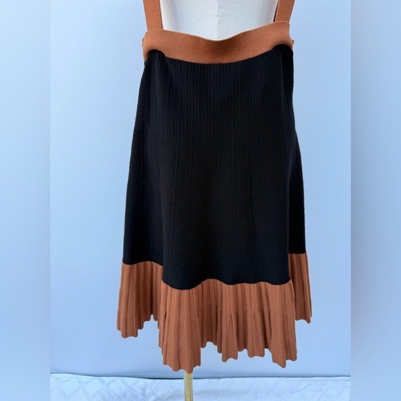 Anthropologie Open Back Color Block Pleated Knit Dress Size Large