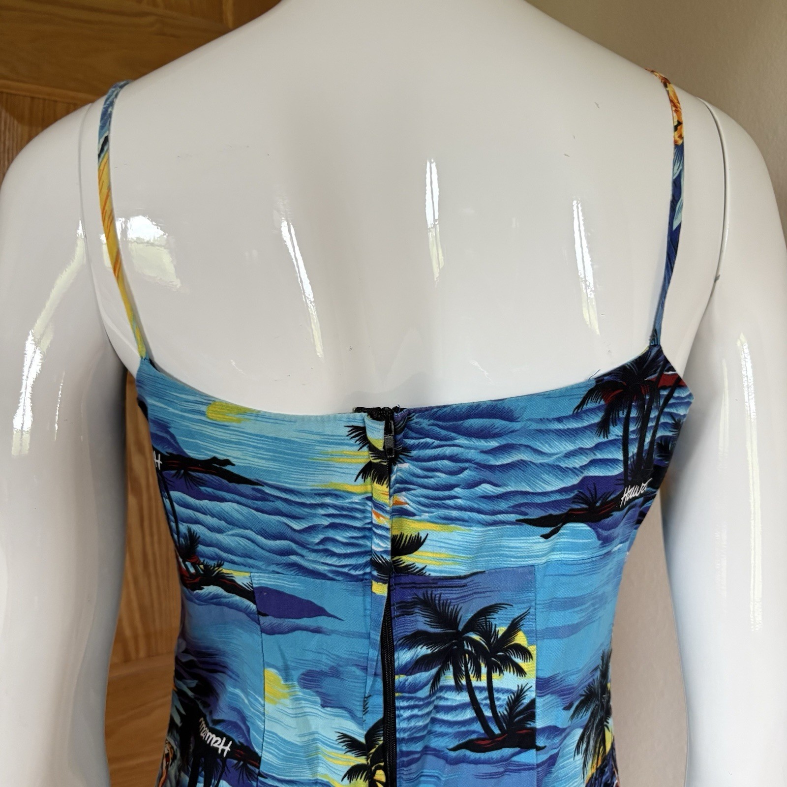 Royal Creations Style Hawaii Aloha Tropical Sunset Print Mini Dress Blue