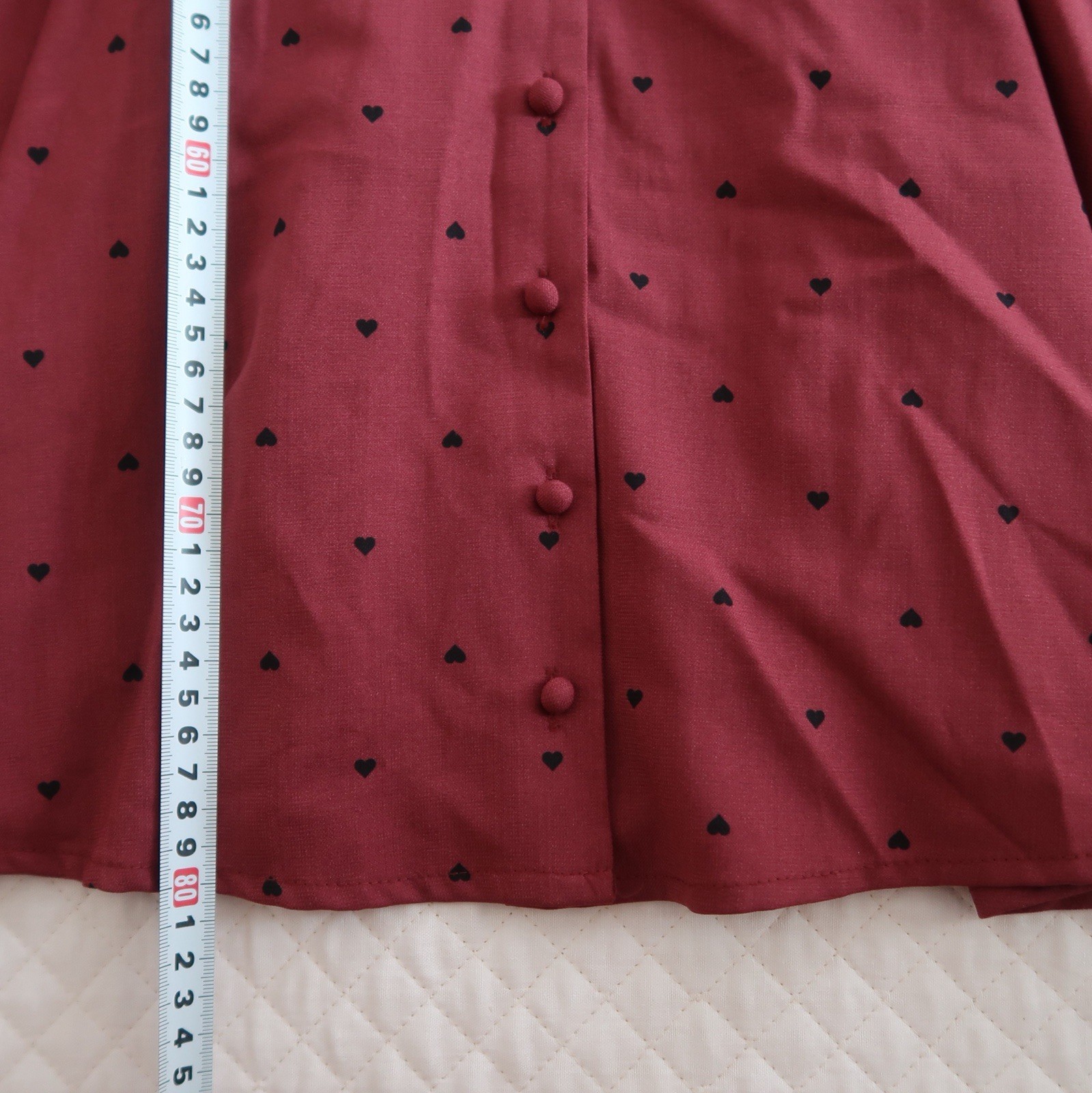 Evelyn Heart Pattern Burgundy Dress Kawaii Girly Feminine Japanese Fashion