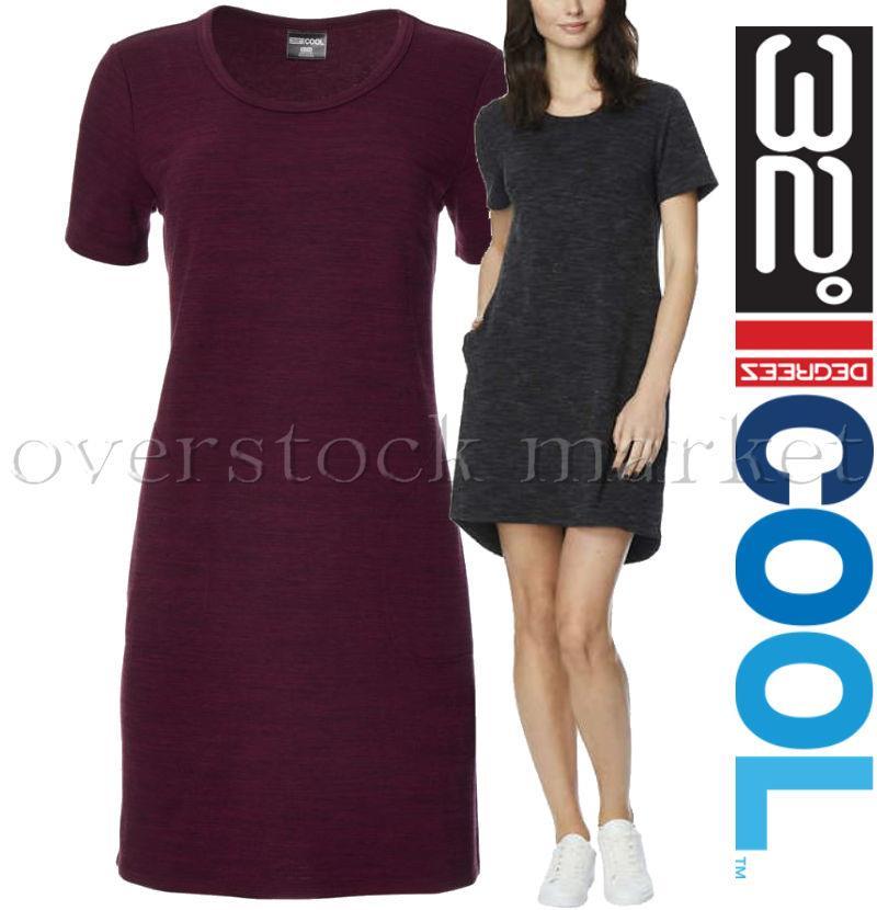 NEW WOMENS WEATHERPROOF 32 DEGREES COOL RELAXED FIT SHORT SLEEVE PULLOVER DRESS!