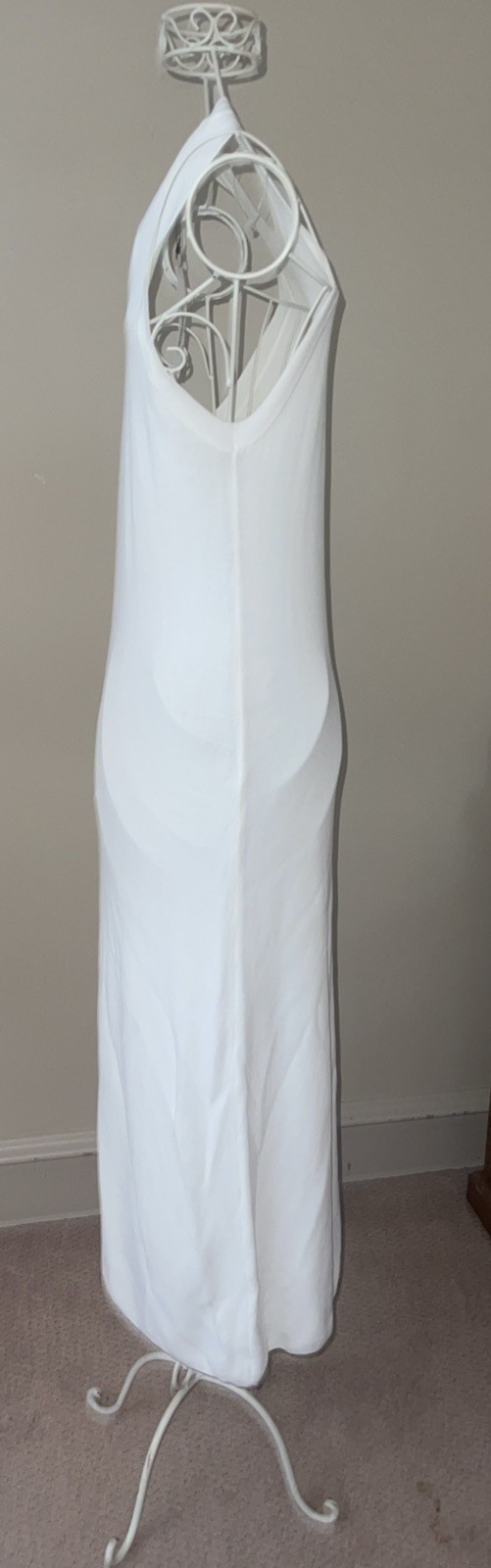 The Drop Gabriela High Neck Maxi Dress Side Slit Whisper White Viscose