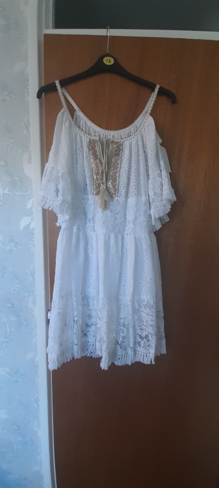 Cold Shoulder Lace Dress One Size