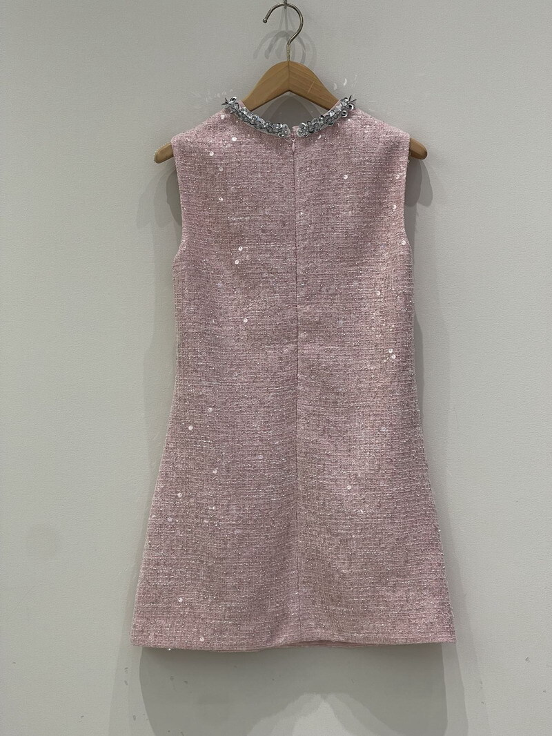Self-Portrait Polyester Sequins Sleeveless Mini Dress for Ladies Blue white PINK