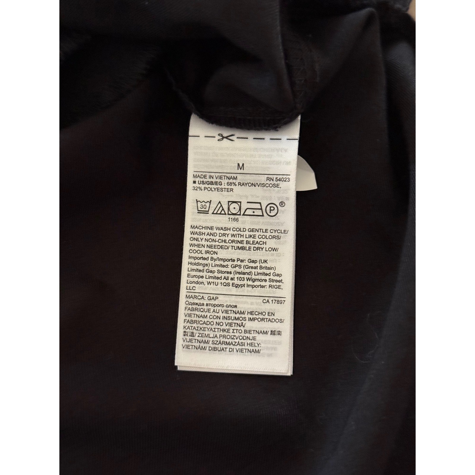 Gap Womens Black Rayon Blend Short Sleeve Belted Shift Dress Size M RN54023