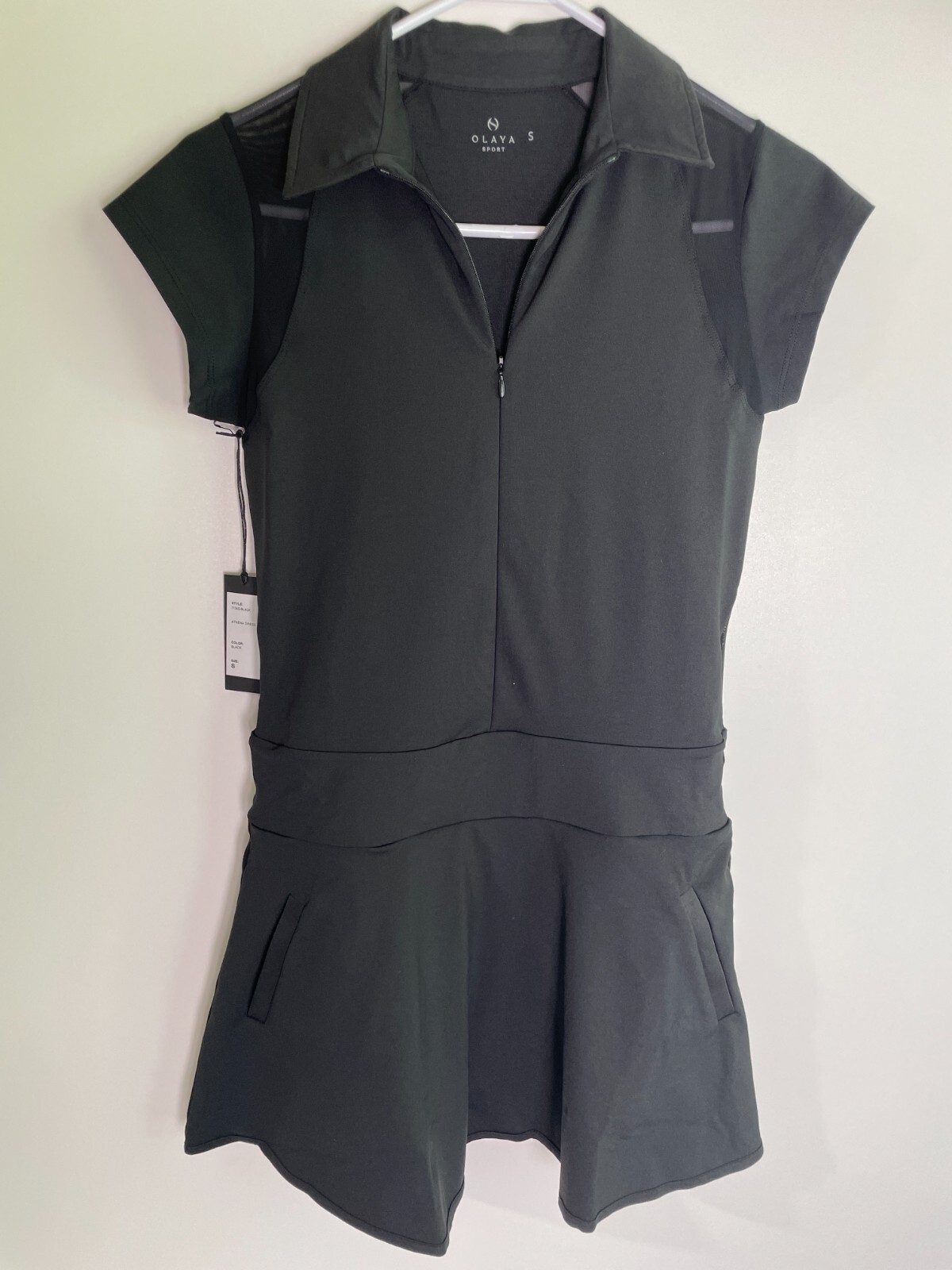 Olaya Sport Women’s S Athena 1/4 Zip Golf Tennis Mini T-Shirt Dress Black 1124S
