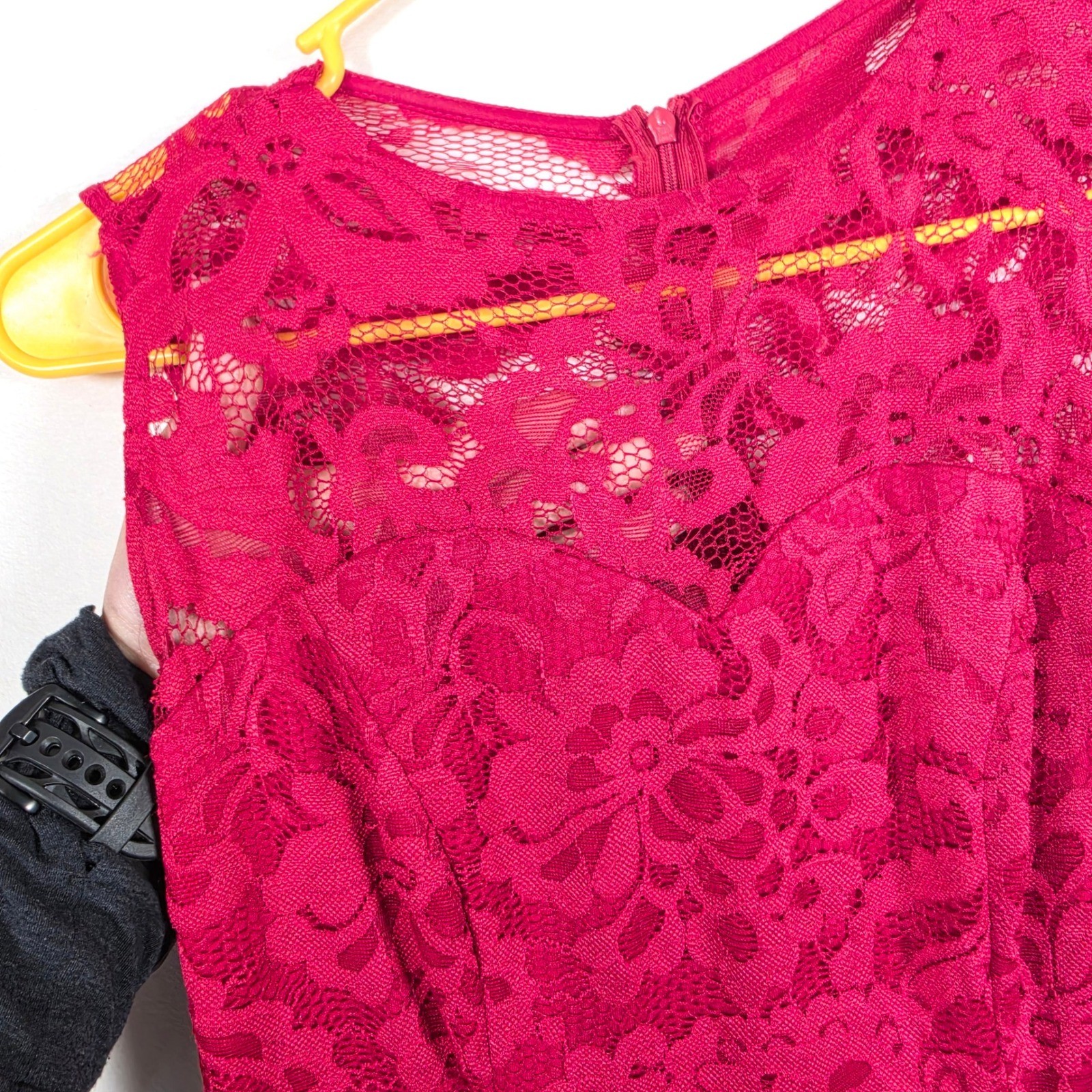 High Low Lace Dress Women’s S Fuchsia Formal Party Cocktail Fit Flare Romantic
