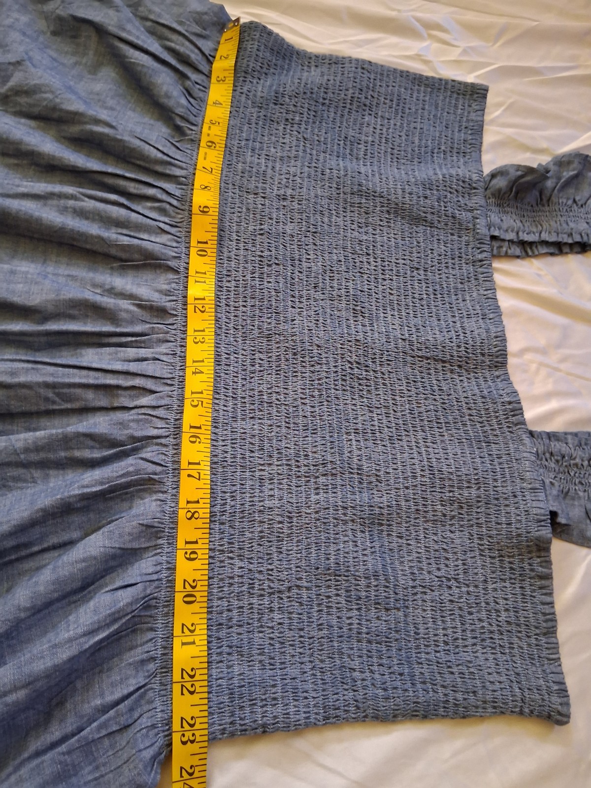 Lands’ End Chambray Smocked Bust Ruffle Straps Tiered Skirt Dress 2X – 24W-26W