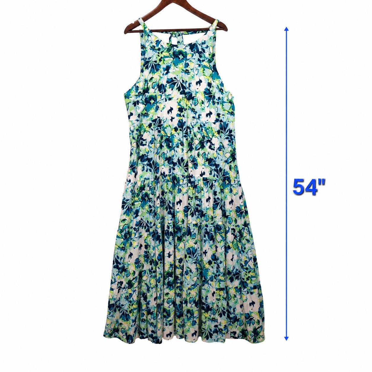 Torrid Maxi Wash Gauze Tiered Dress Womens 2 Green Watercolor Floral Tie Halter