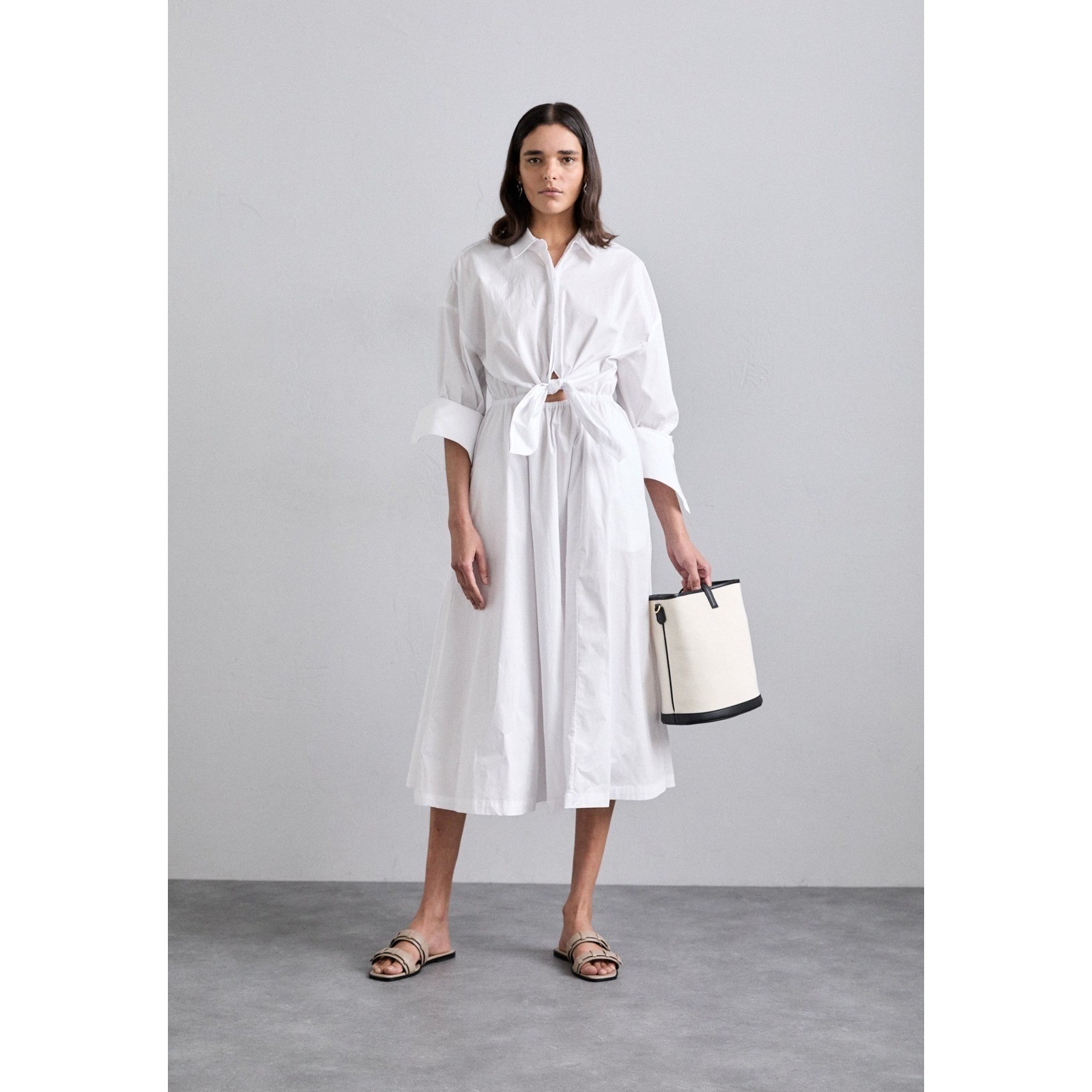 STAUD Lisa Front Cutout Dress White Brand New