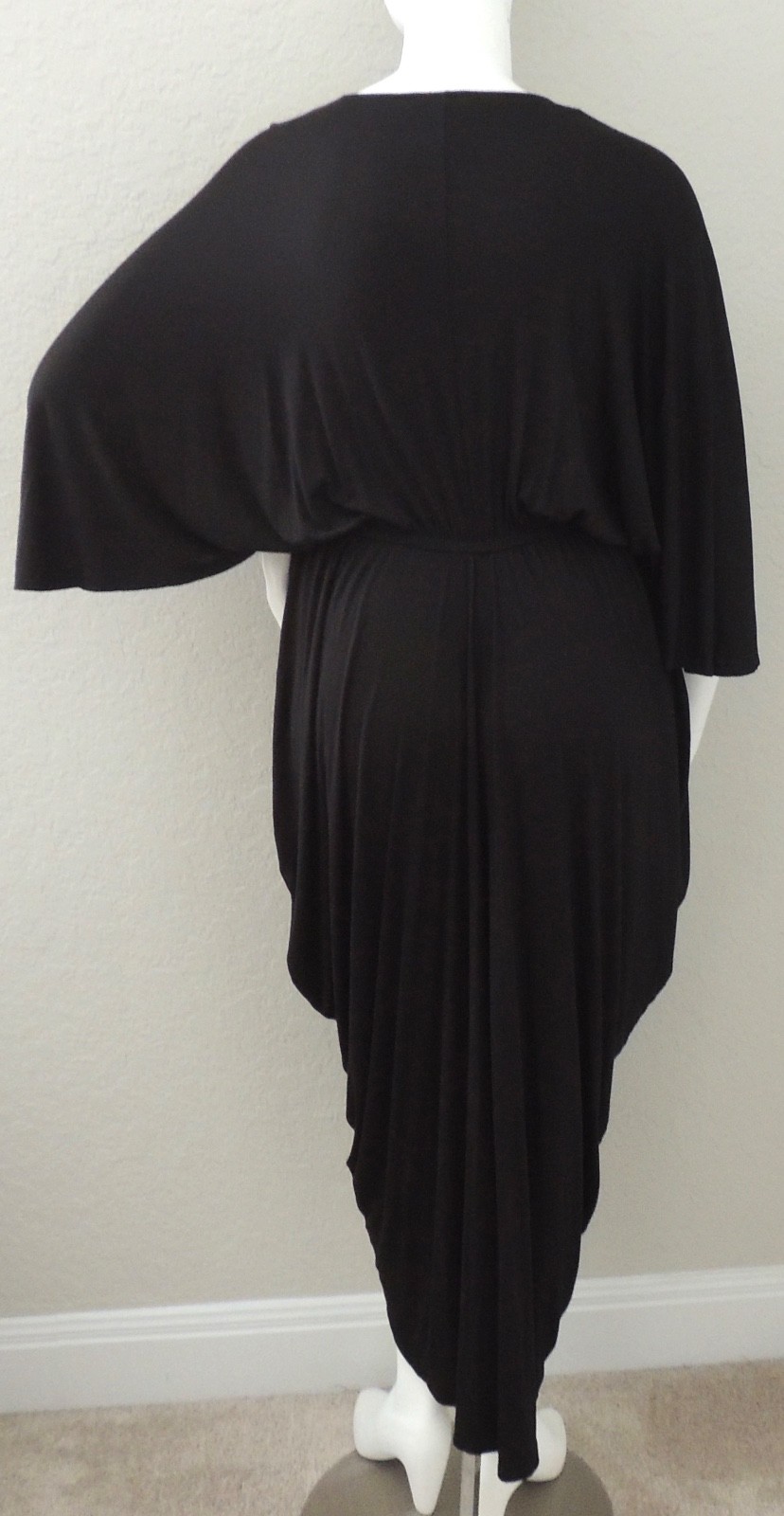 Love In V-Neck Stretch Empire Waist Draped Dress Black Plus 1XL 2XL 3XL – New!