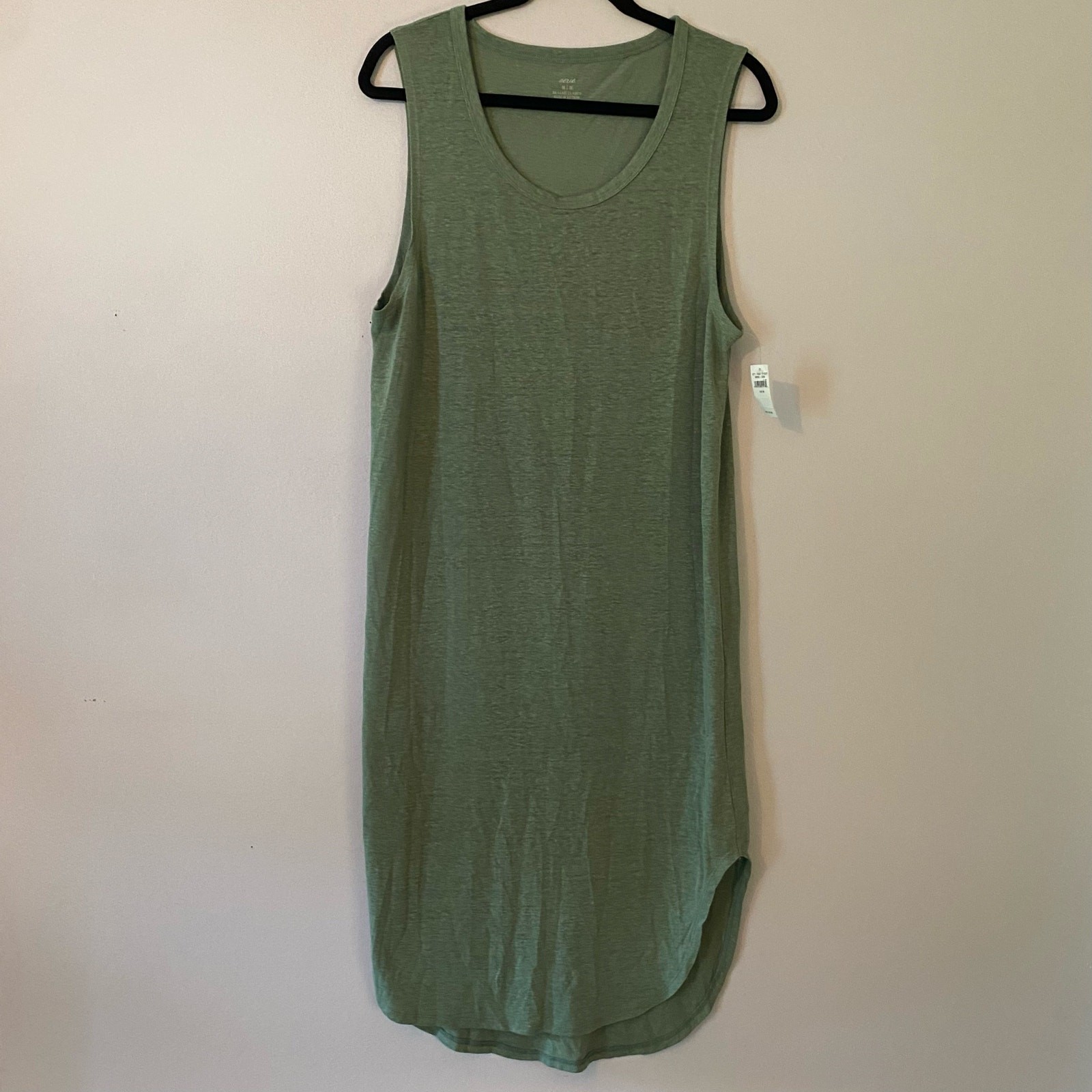 NWT Aerie Green Sleeveless Tank Midi Dress Linen Blend Women’s size Medium
