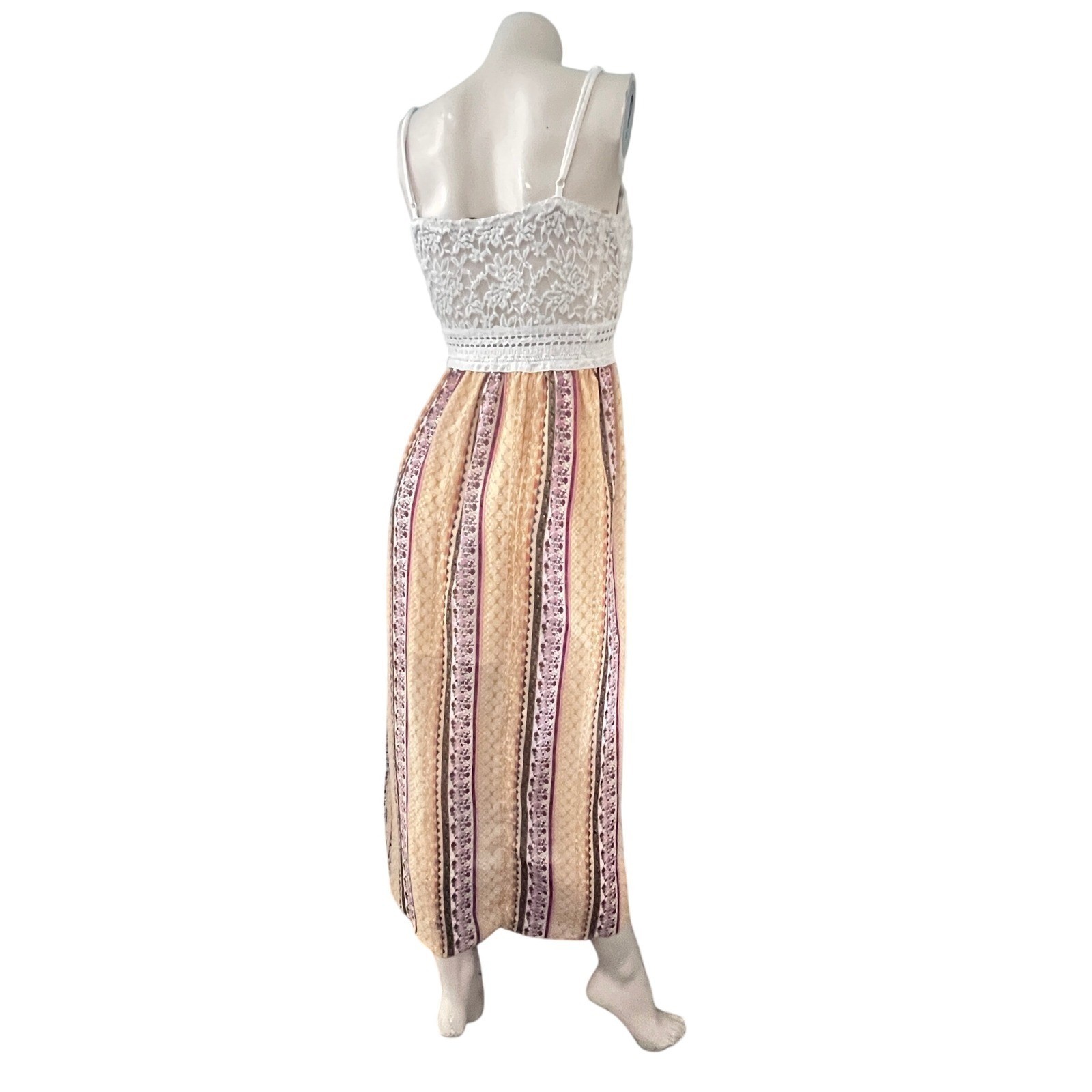 Vine and Valley Maxi Dress Womens Large Lace Boho Strappy Gypsy Cottagecore