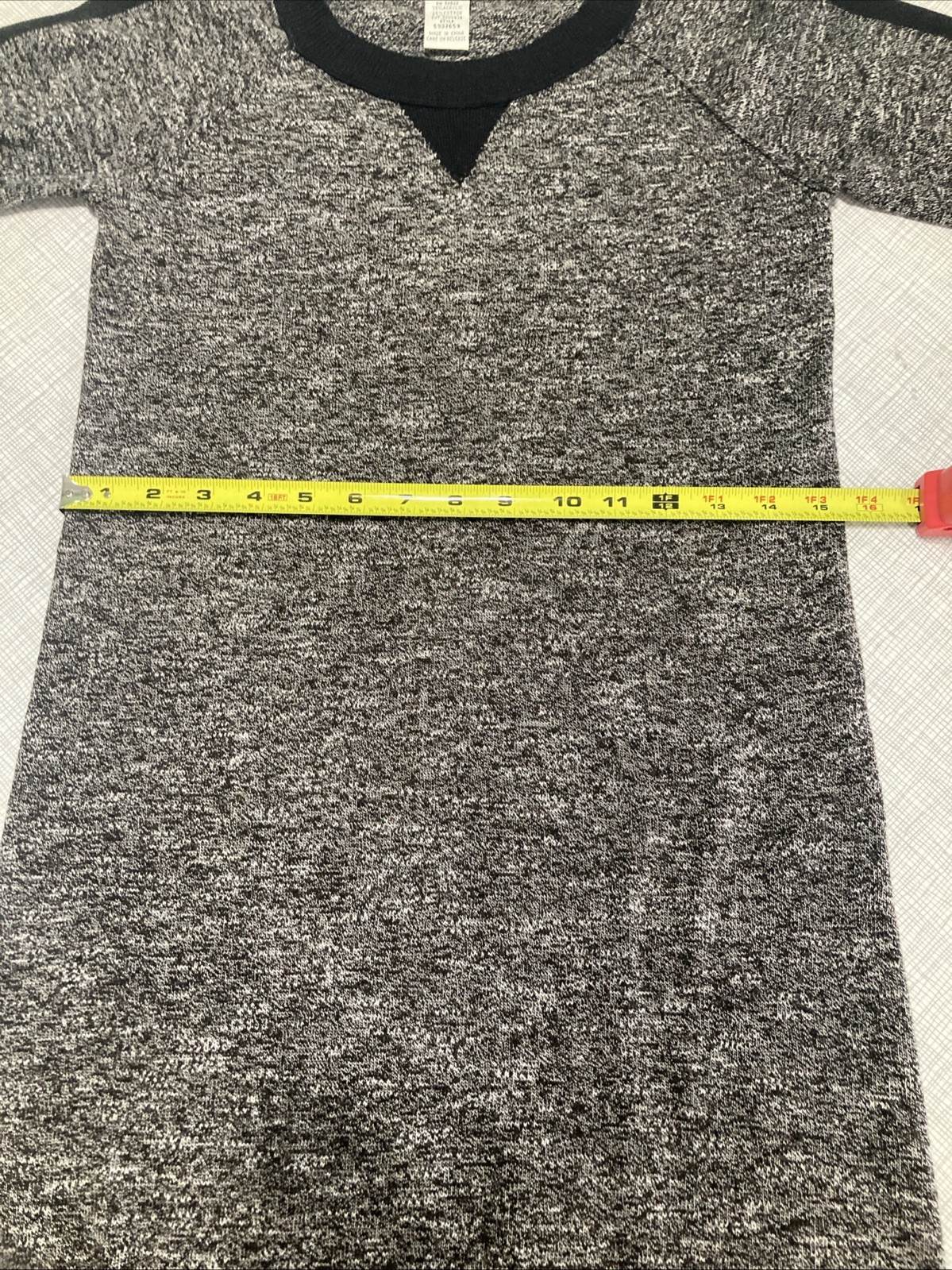 Max Studio Tweed Knit Sweater Dress Size S Gray Black Raglan Sleeve 5907659