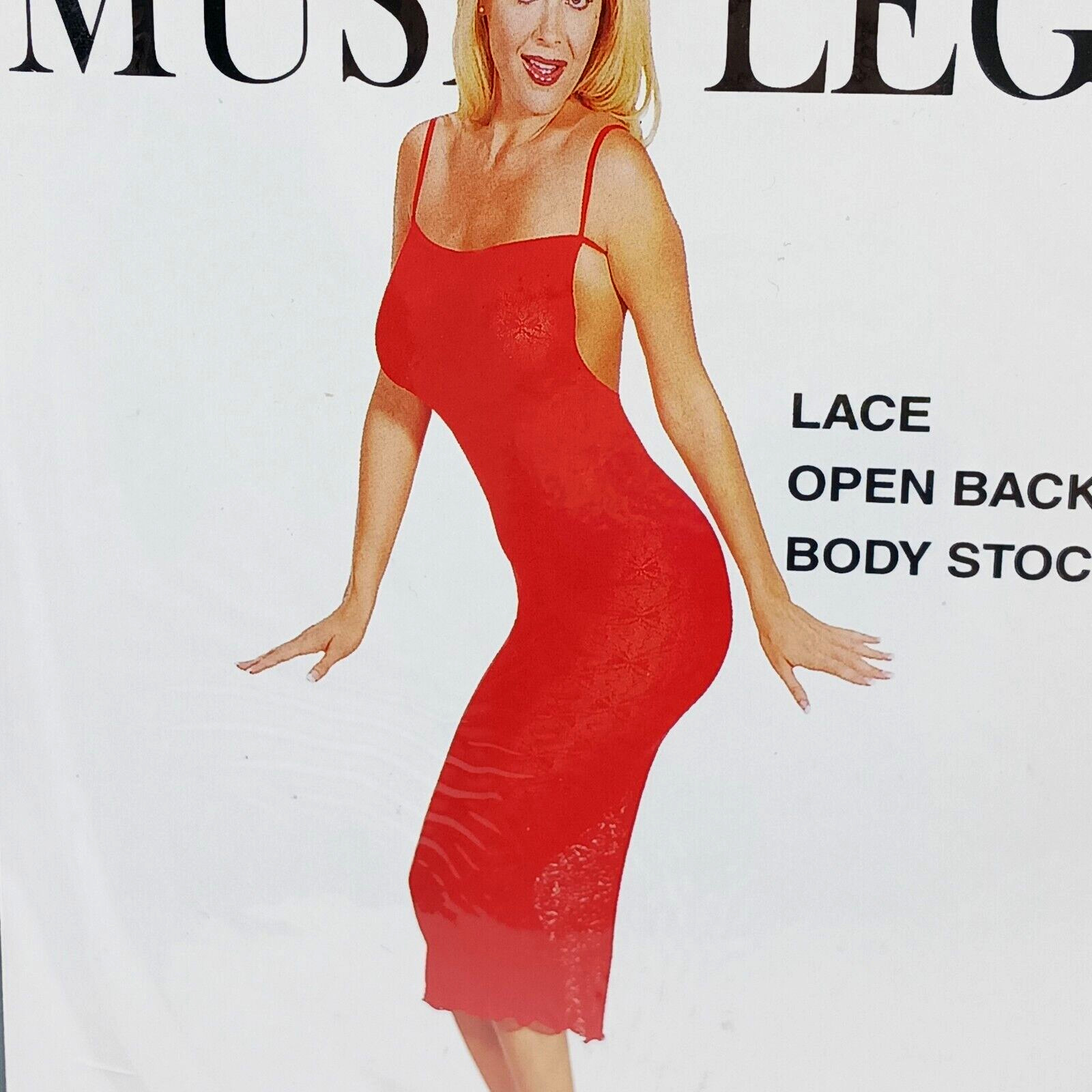 Music Legs Lace Open Back Body Stocking Dress Women’s One Size 100% Nylon Black