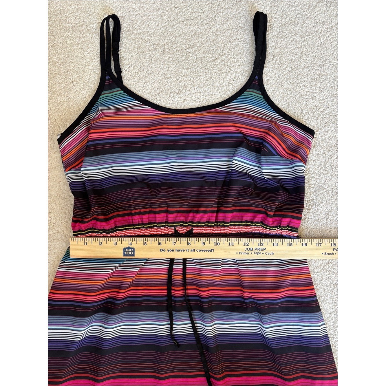 Athleta Havana Striped Midi Dress Travel Wanderluxe Fabric Lightweight Medium