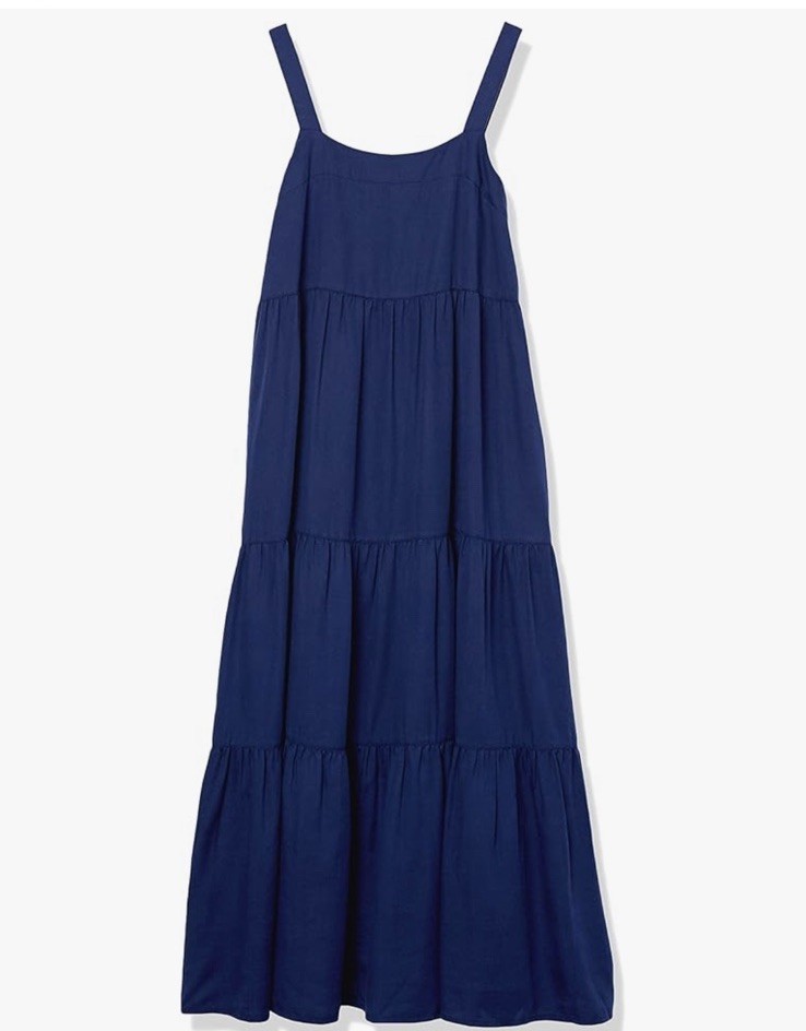 NWT Women’s S Tiered Maxi Midi Britt Dress The Drop Navy Sleeveless