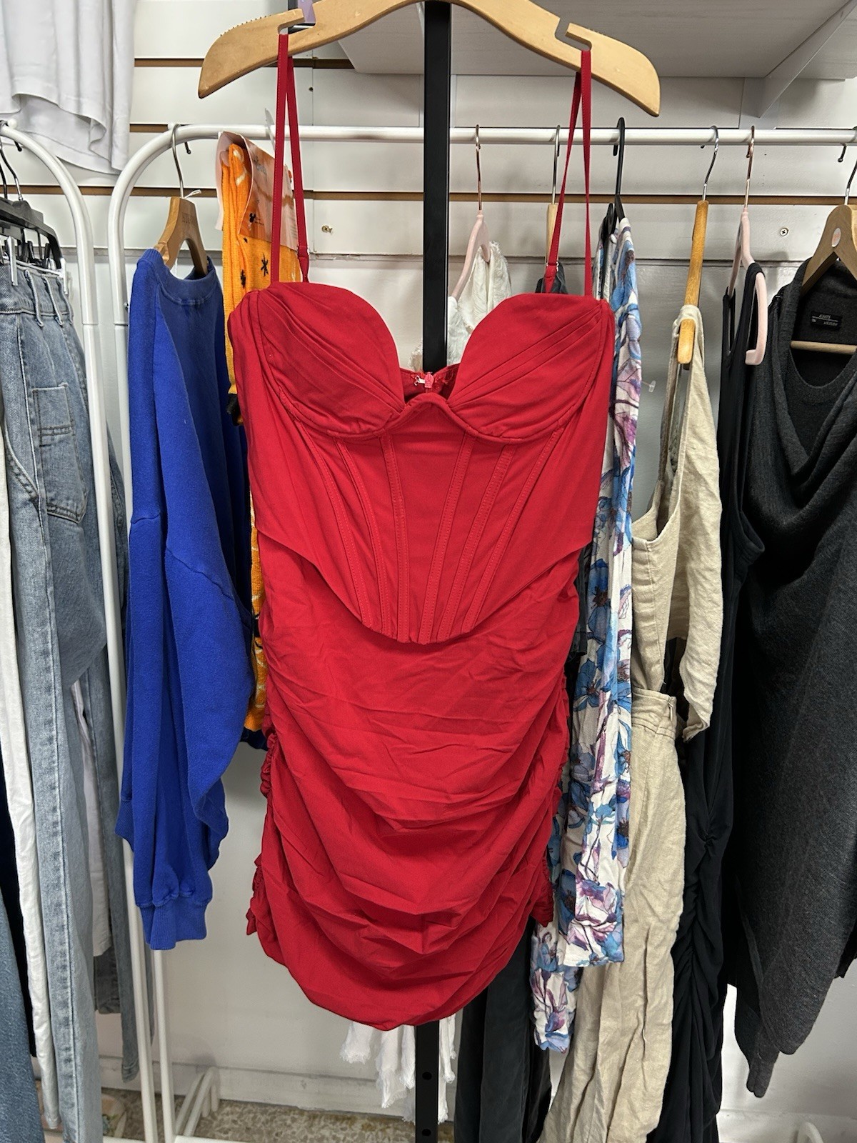 Baby Boo Womens Size Large Red Corset Style Dress Wine Lined Designer