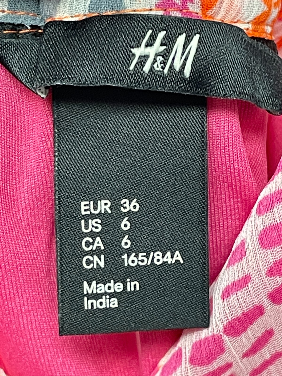 H&M Dress Size 6 Pink Orange V Neck Adjustable Spaghetti Strap Lined LIghtweight