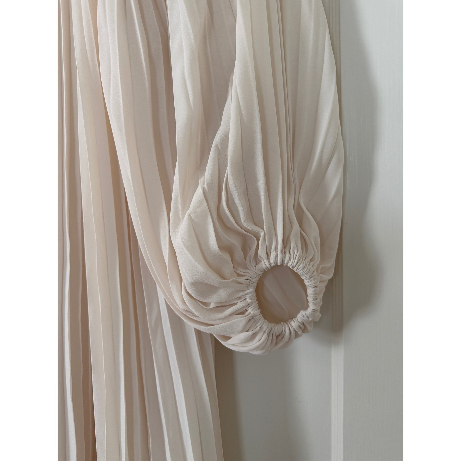 AYR Love Letter Dress White Pleated Balloon Sleeve Mini Dress Small Bride Chic