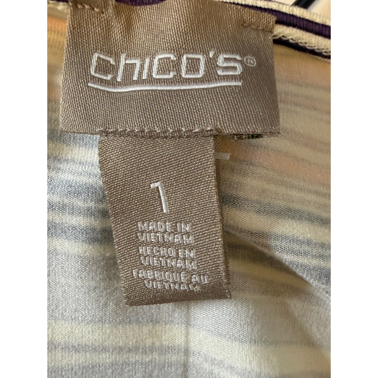Chico’s Sleek Stripe Harmony Mixed Stripe Dress Raspberry Radiance 57033349 Sz 1