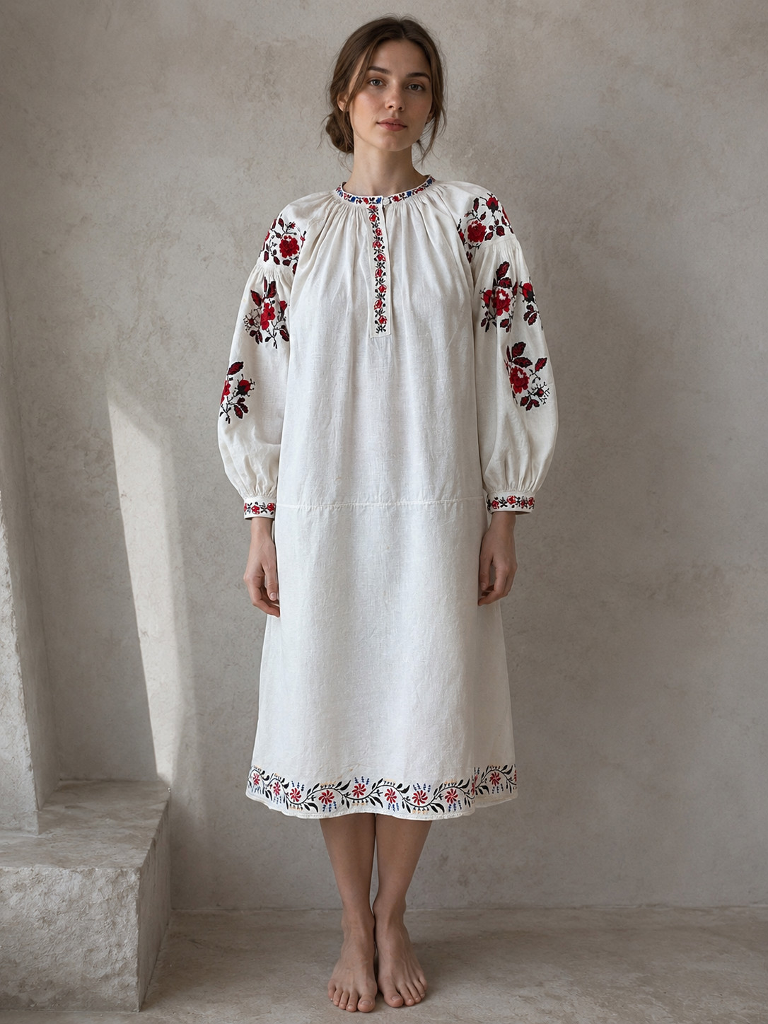 Vintage Ukrainian Embroidered Shirt Vyshyvanka Folk Blouse Boho