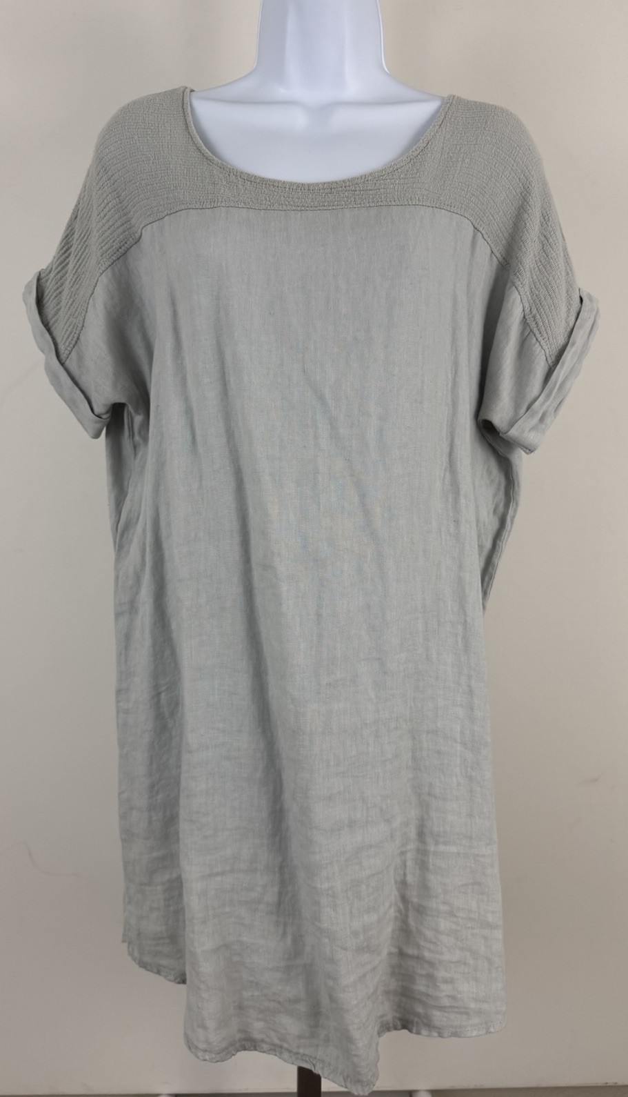 LUNGO L’ARNO Made in Italy Heather Gray Linen T-Shirt Dress/Tunic/ Shift Sz S