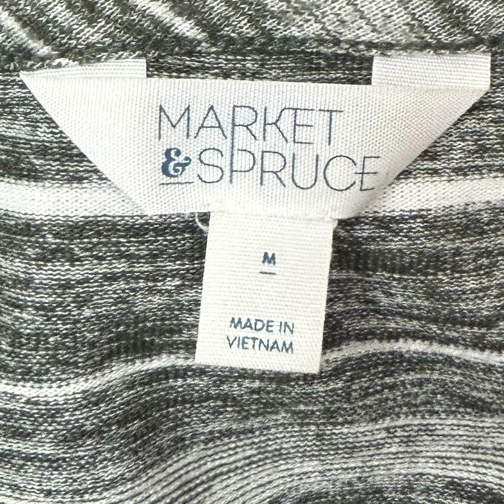 Market & Spruce Shift Dress Womens Medium Gray White Striped Heathered Knit