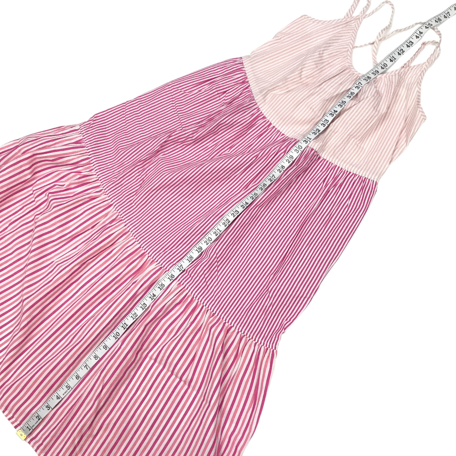 Free Assembly Womens Size XS Sleeveless Tier Midi Dress Fuchsia Fedora Stripe