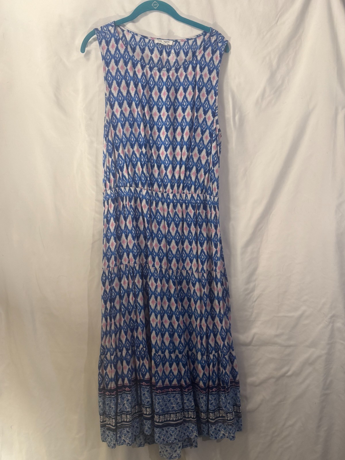 Beach Lunch Lounge Women’s Dress, Blue & Pink w/cutout in back, size XL