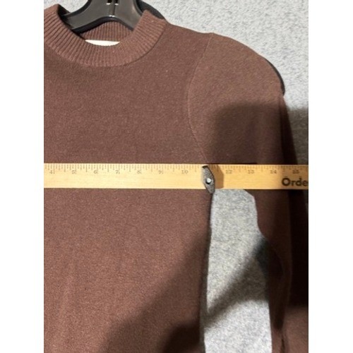 Altar’d State Brown Ribbed Knit Long Sleeve Mini Dress Small Side Slit Crew Neck