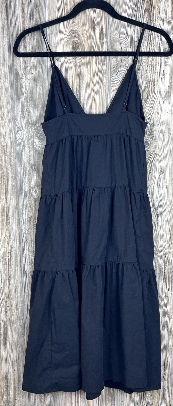 FOREVER 21 Black Cami Tiered Midi Dress S Spaghetti Strap Button-Down Romantic
