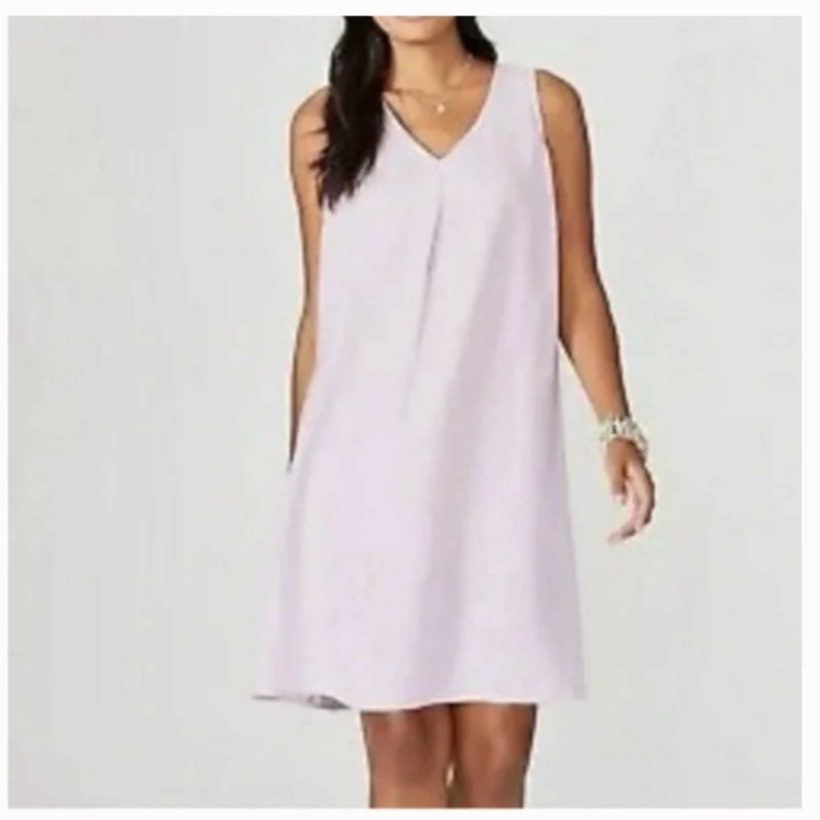 NWT J.Jill Sleeveless Linen Dress capsule luxury V Neck Shift Tank Pale Orchid L