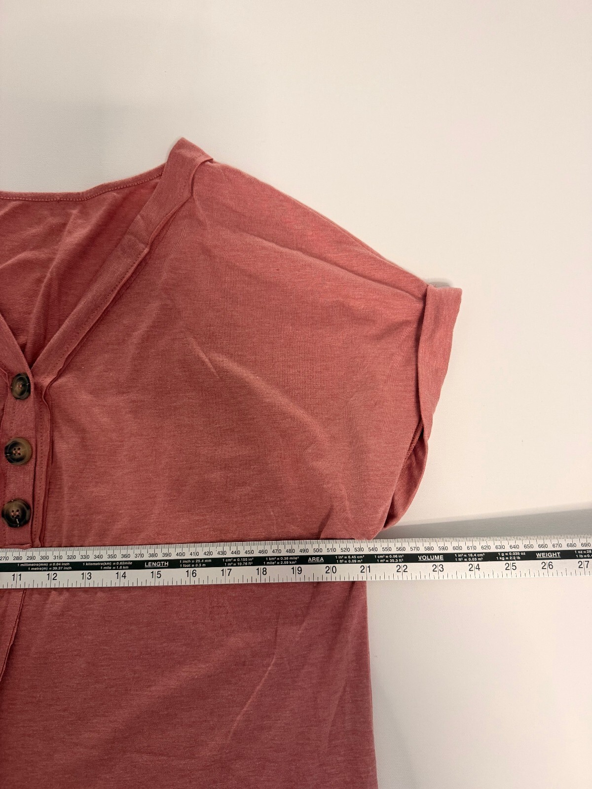 Casual Loose Fit Short Sleeve Dress with Button Detail in Dusty Rose