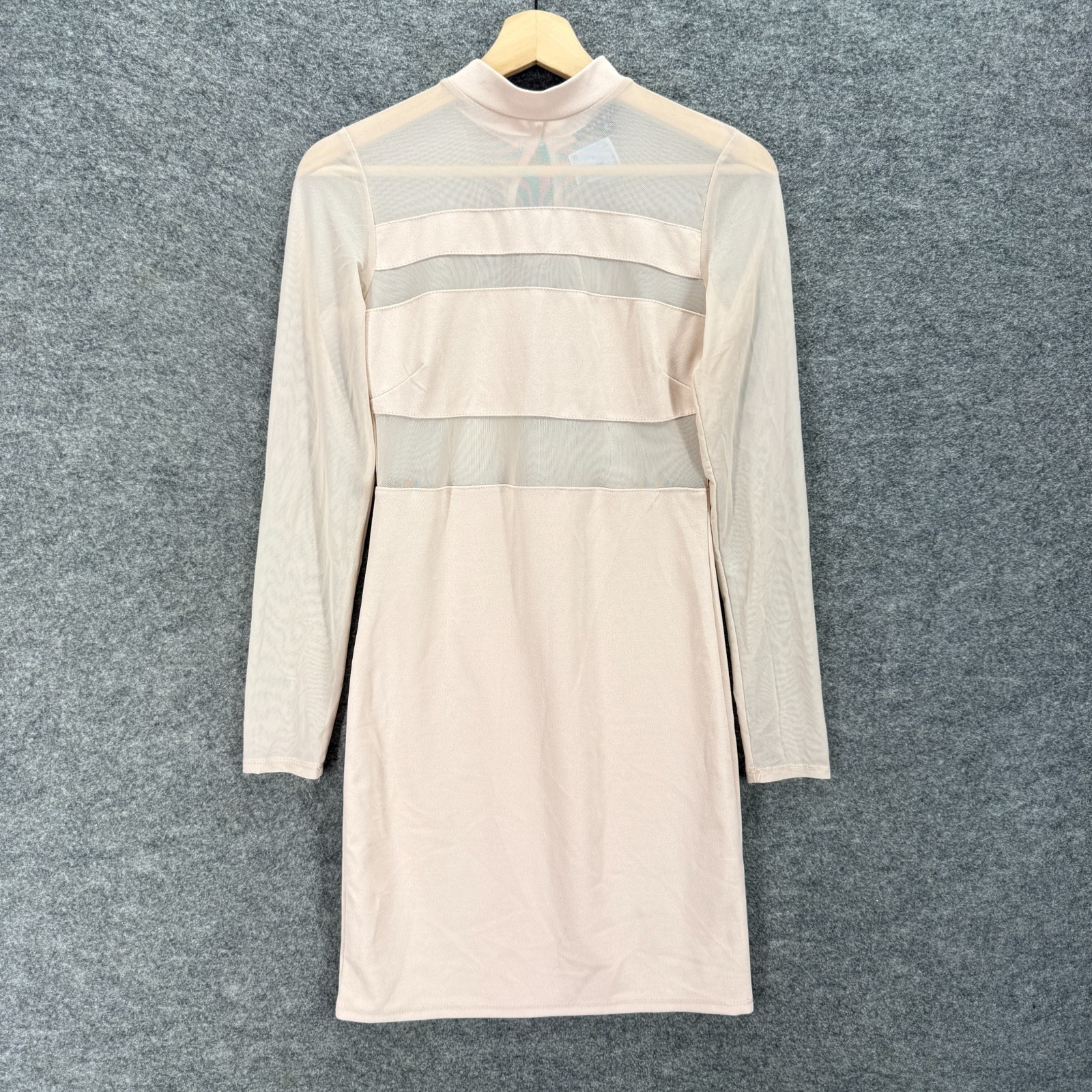 New Heute Monde Dress Women M Beige Striped Shift Midi Hook & Eye Casual