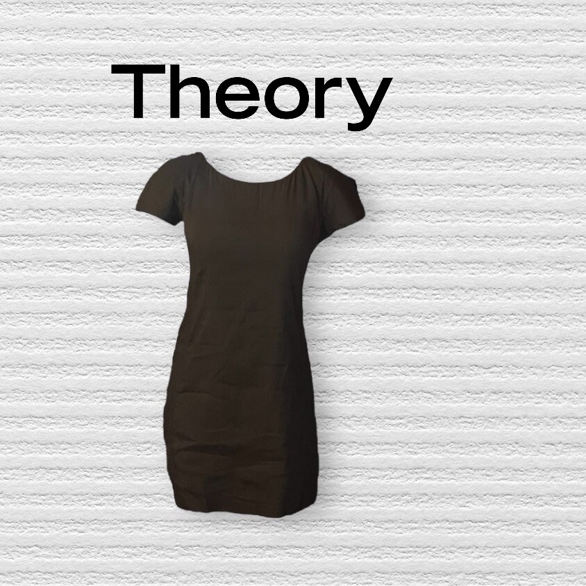 THEORY Linen Blend Gray Cap Sleeve Shift Dress Size 2