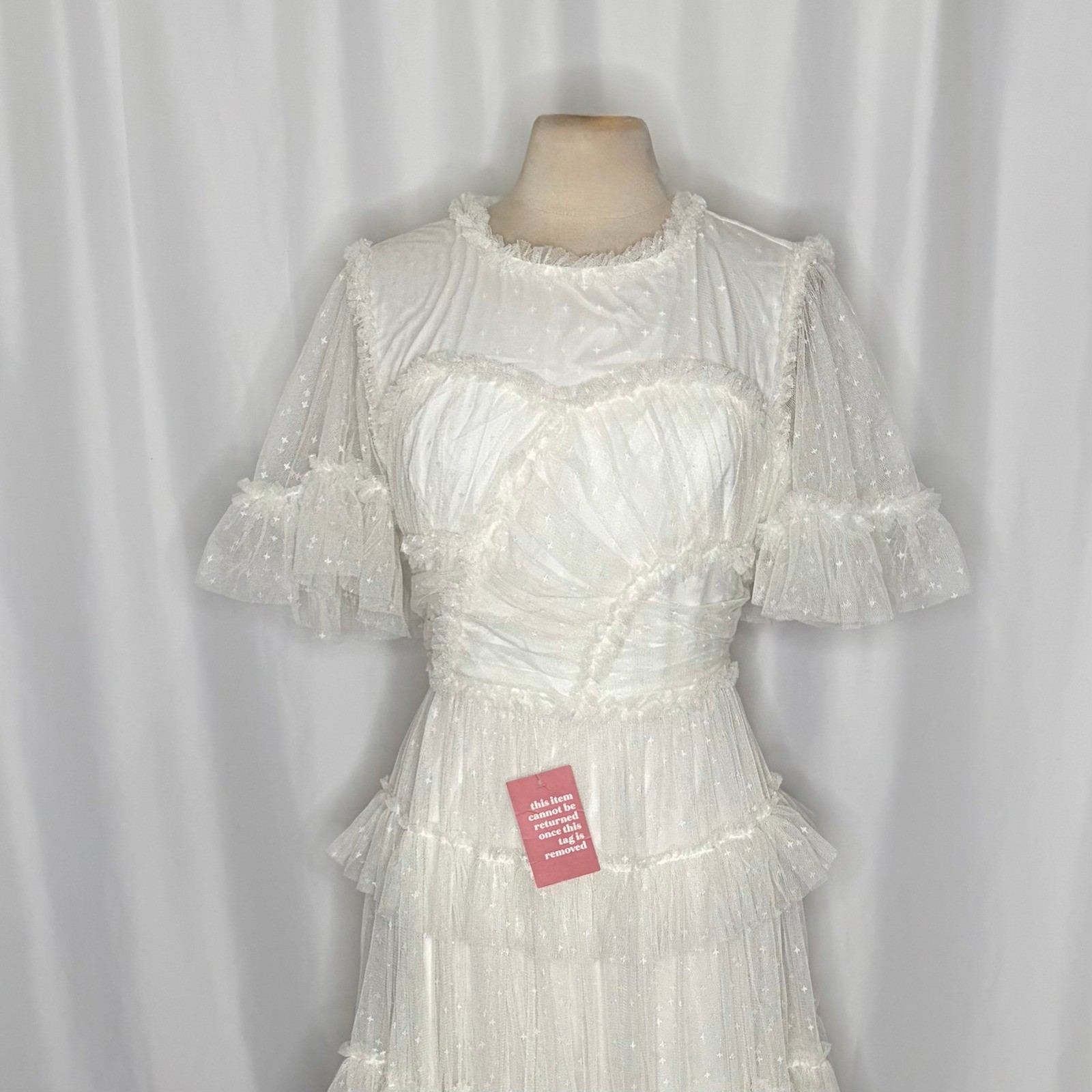 NWT! IVY CITY CO. Whimsical Dress in White Tiered Tulle Stars Fairy Fairycore 1X