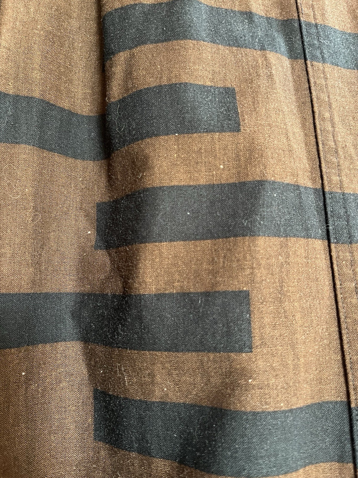 Vintage VUOKKO Supmi-Finland Women’s Brown/Black Striped Midi Shirt Dress S