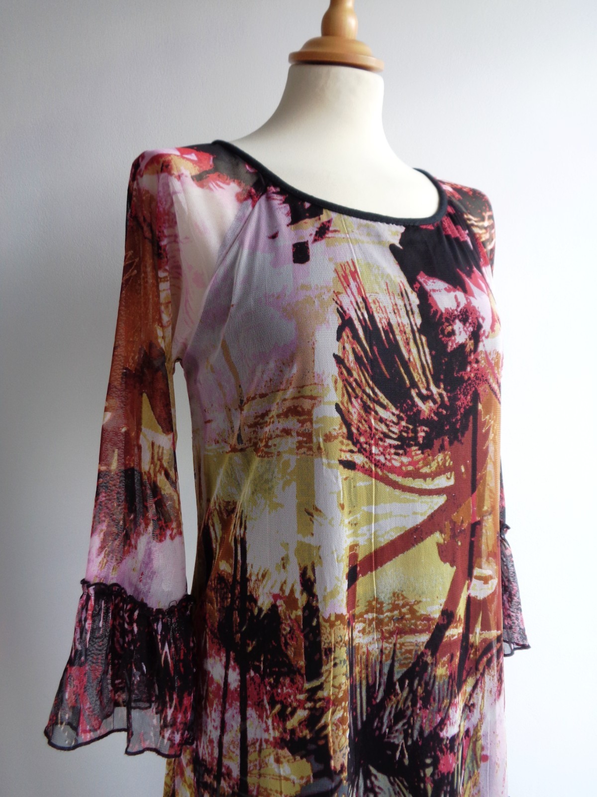 ORIENTIQUE Black Yellow Pink Boho Dress Size 10