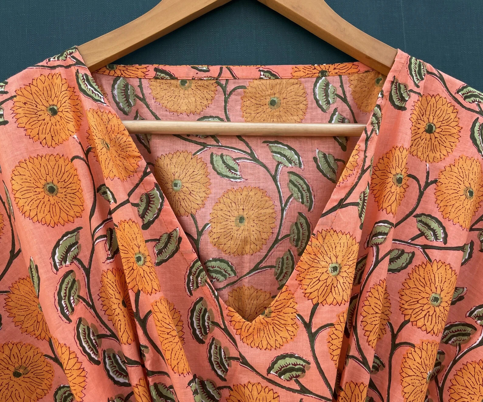 Indian Orange Kimono Kaftans Summer Dress Night Gown Maxi Bridal Caftan Dress US