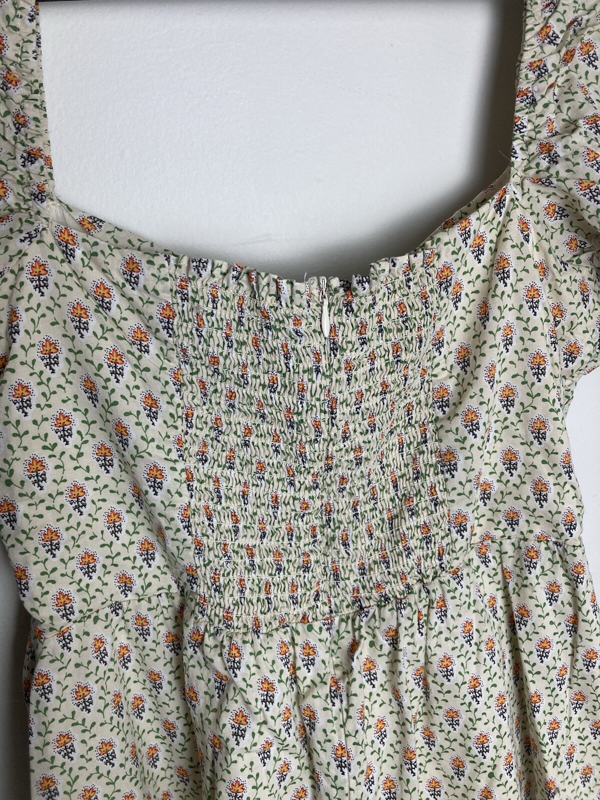 O.p.t. River Sweetheart Midi Dress Puff Sleeve Large Floral Cottage Cottagecore