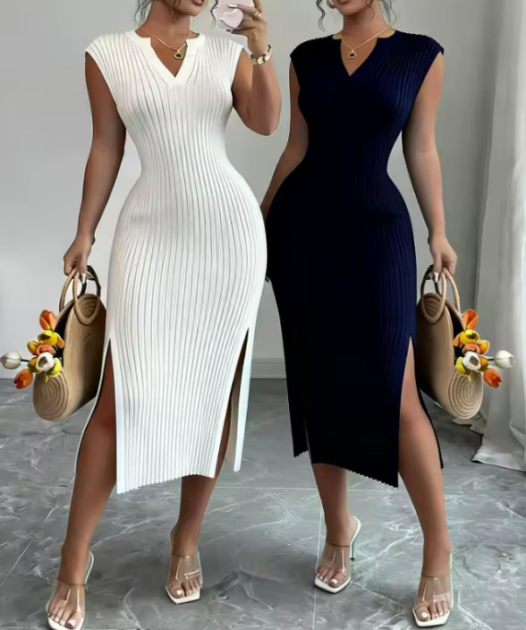 Women’s White Sleeveless Elastic Sundress Dress