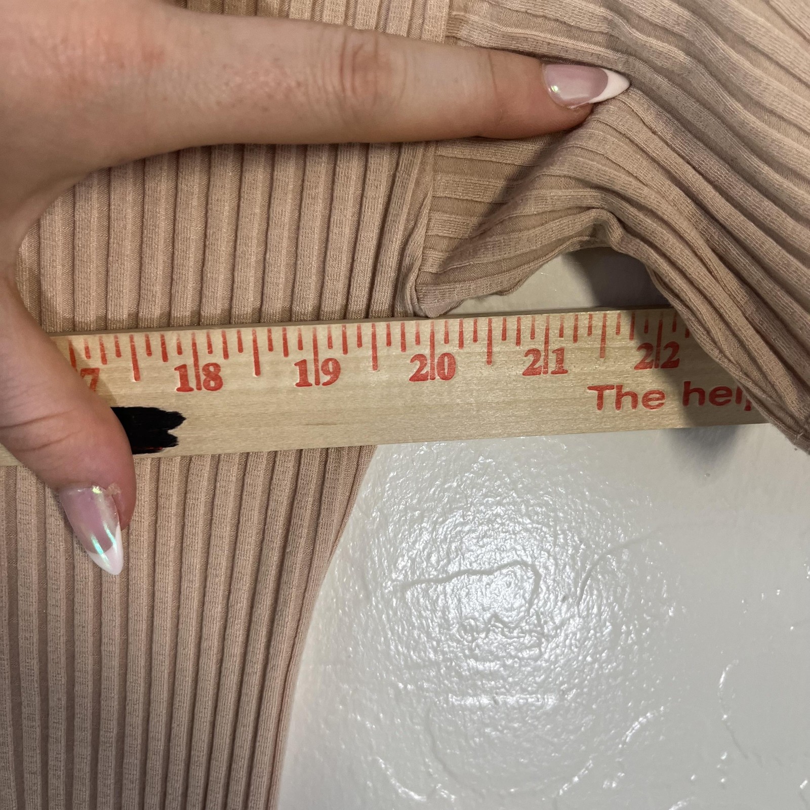 Eileen Fisher T-Shirt Dress Womens Medium Beige Ribbed Knit Short Sleeve USA