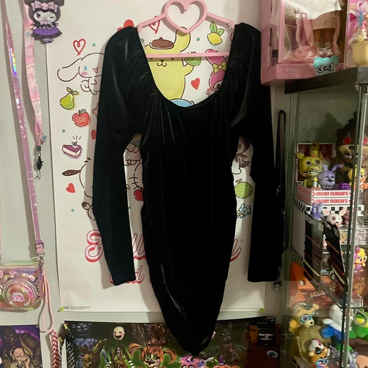 black crushed velvet long sleeve wild fable mini dress
