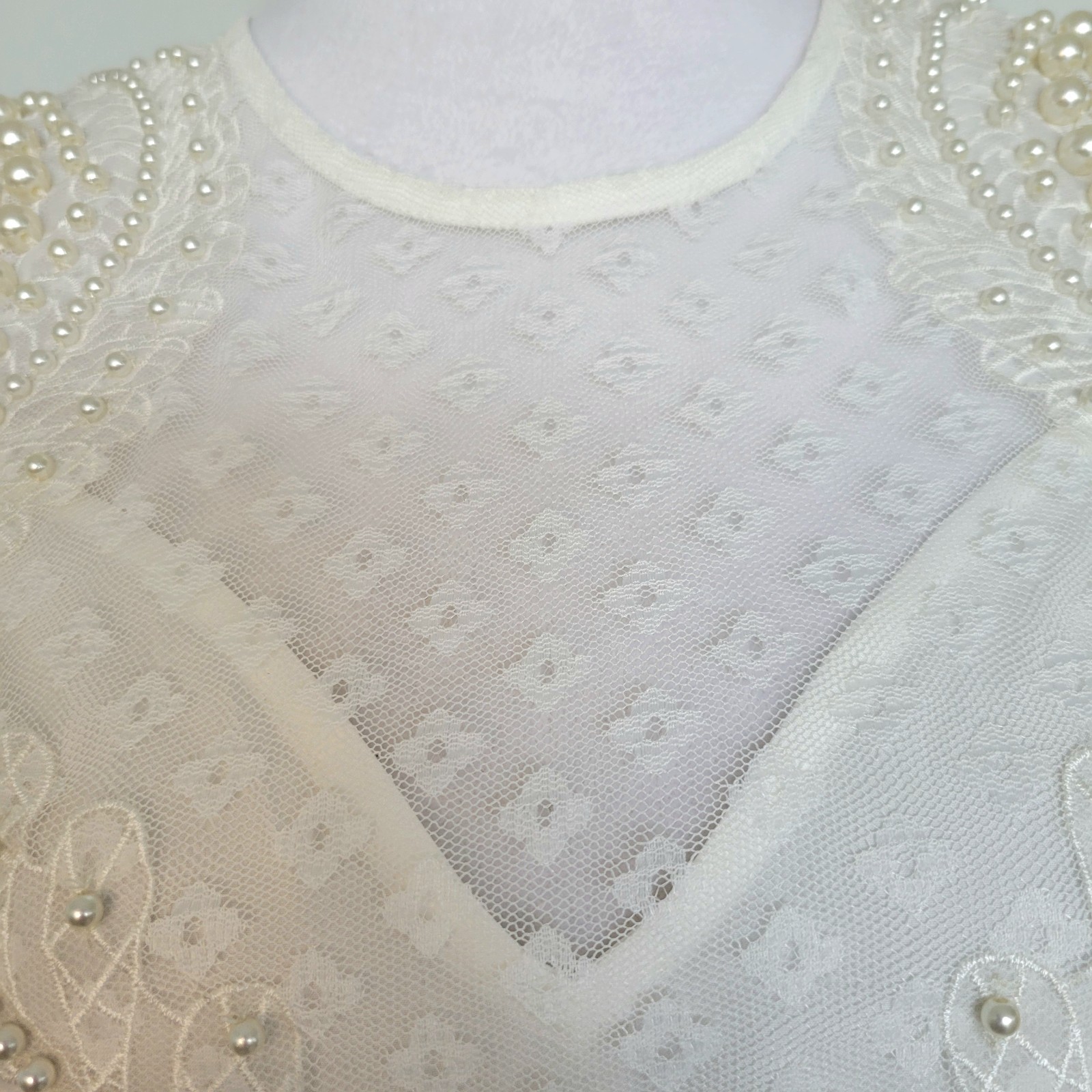 NWT ASOS LUXE Ivory Pearl Embellished Lace Bridal Wedding Cocktail Dress Sz 8