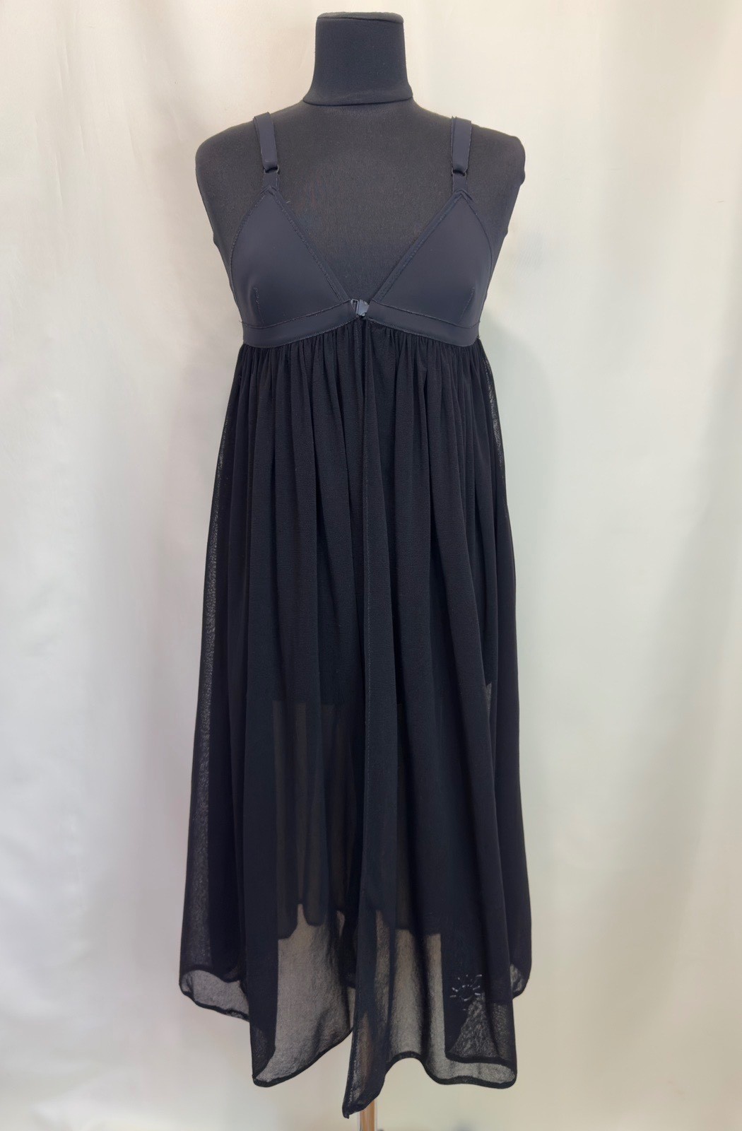 Jean Paul Gaultier Soleil Black Sheer Mesh Babydoll Dress