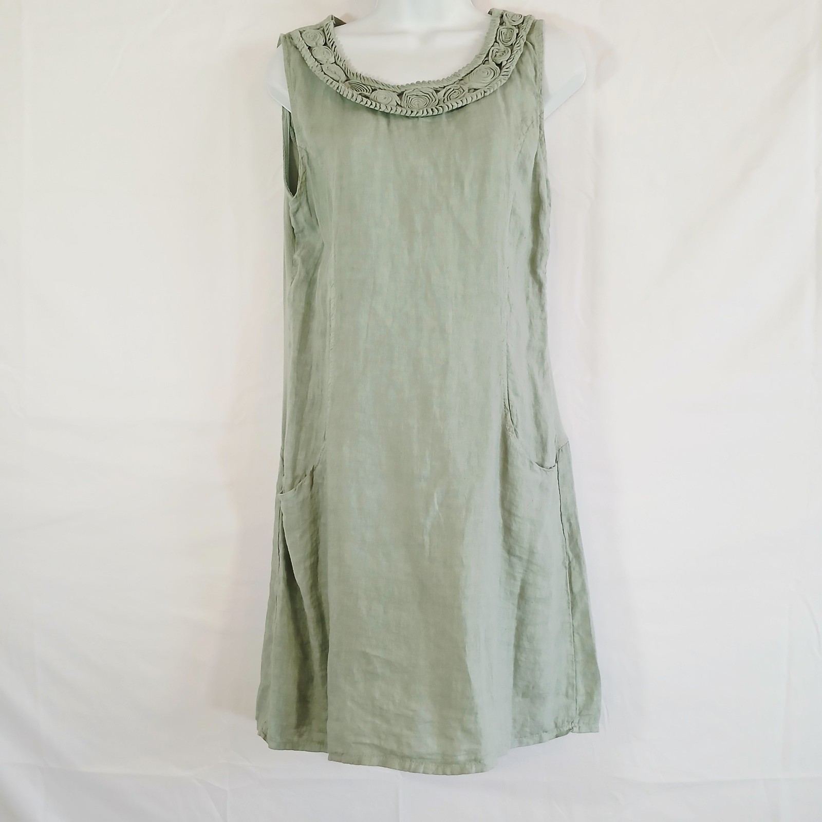 lungo l’arno linen dress Green Sleeveless NWT Sz s