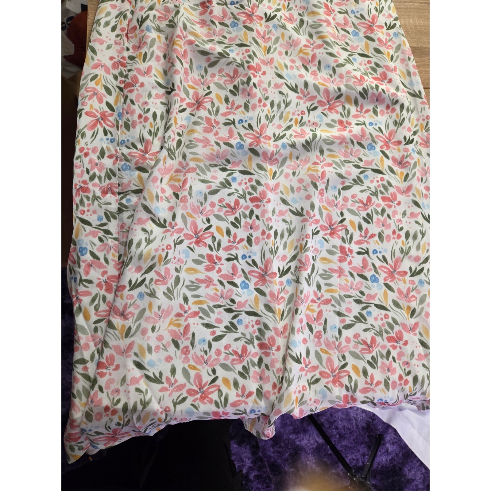 Zaful Forever Young Floral Cutout Cold Shoulder Dress White Pink Green