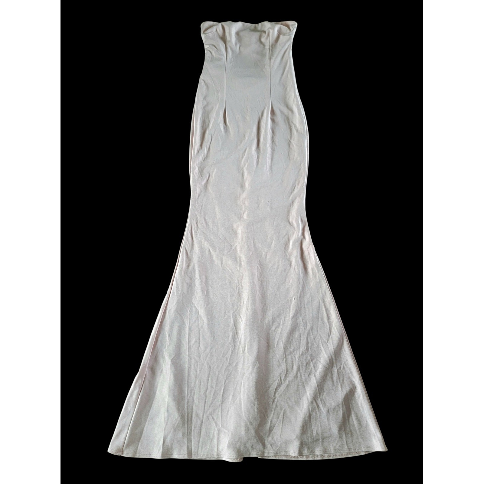 NWT Katie May Blush Mary Kate Strapless Cut-Out Drape Back Mermaid Gown Small